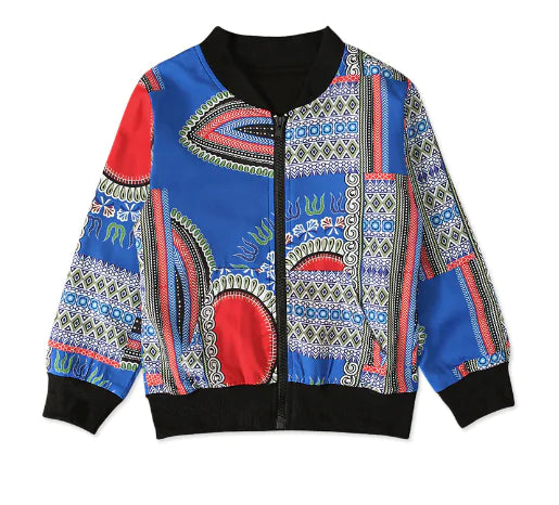 Bohemian Print Zipper Coat for Kids' Clothing