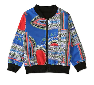 Bohemian Print Zipper Coat for Kids' Clothing