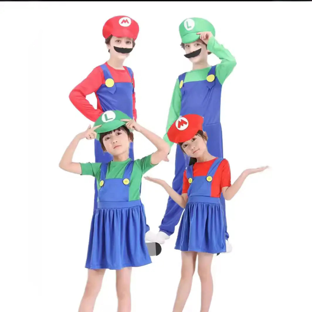 Halloween Cosplay Mario Costume for Kids and Parents