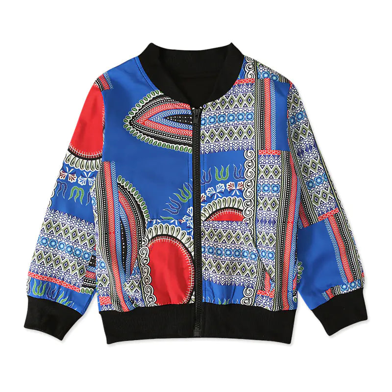 Bohemian Print Zipper Coat for Kids' Clothing