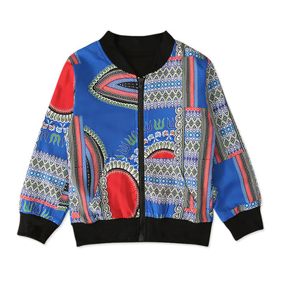 Bohemian Print Zipper Coat for Kids' Clothing