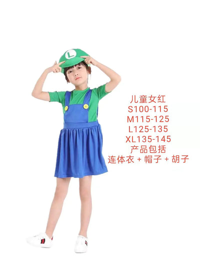 Halloween Cosplay Mario Costume for Kids and Parents