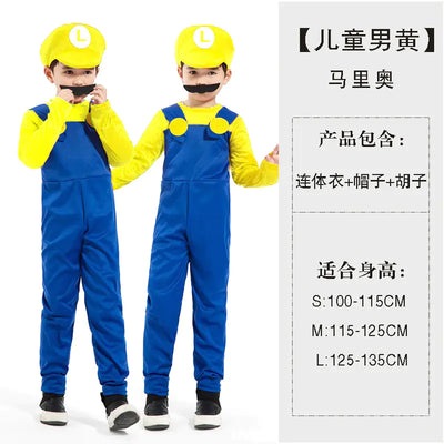 Halloween Cosplay Mario Costume for Kids and Parents