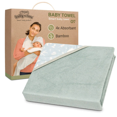 Extra Large Smart Baby Towel | Parents Stay Dry | Ultra Soft | Green Tropic