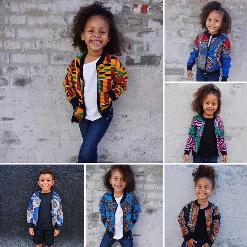Bohemian Print Zipper Coat for Kids' Clothing