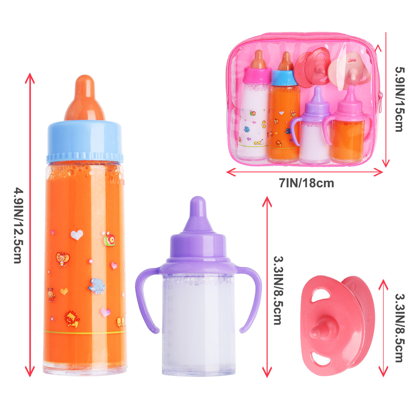 My Baby Doll Magic Bottle Doll Feeding Suit 6-Piece Set 2 Milk And Juice Bottle Hand Bag