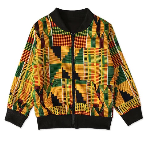 Bohemian Print Zipper Coat for Kids' Clothing