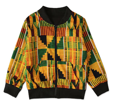 Bohemian Print Zipper Coat for Kids' Clothing