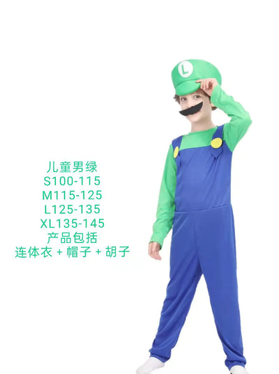 Halloween Cosplay Mario Costume for Kids and Parents