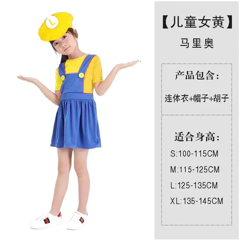 Halloween Cosplay Mario Costume for Kids and Parents