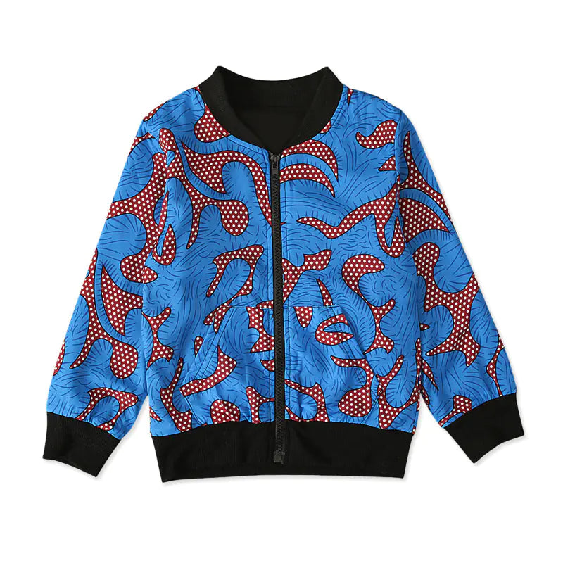 Bohemian Print Zipper Coat for Kids' Clothing