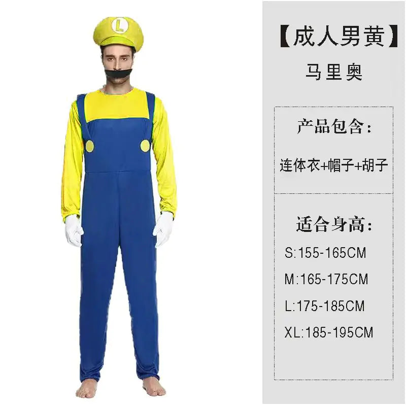 Halloween Cosplay Mario Costume for Kids and Parents