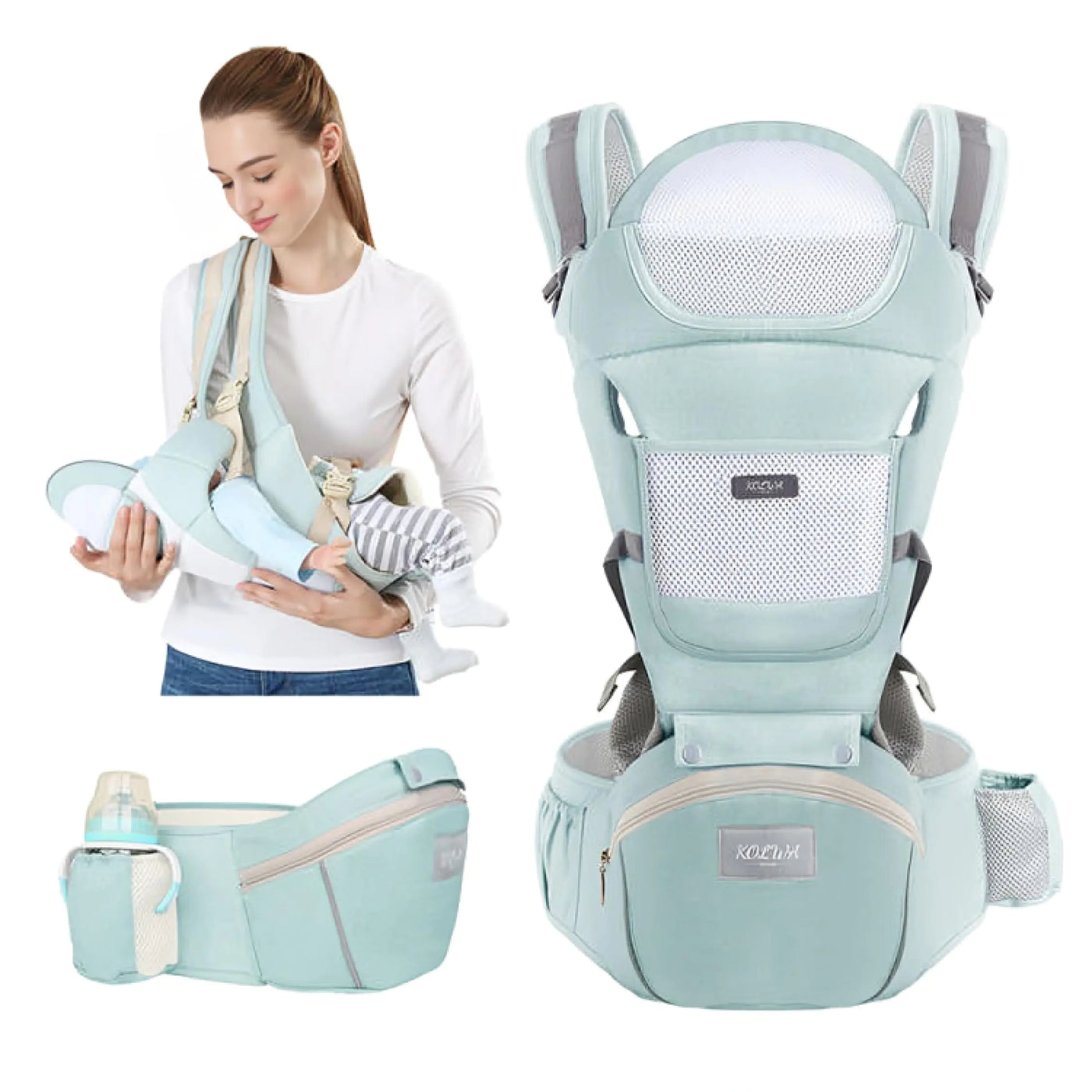 6-in-1 Ergonomic Baby Carrier with Hip Seat: Kangaroo Bag Design for Newborns to Toddlers. Front and Back Support for Parents.